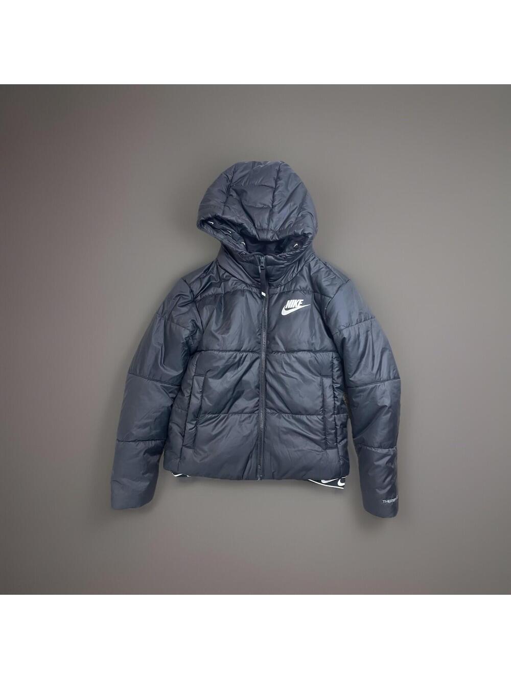 Nike Womens Puffer Jacket Black XS Class Tape Hooded Padded Jacket‎ Therma Fit